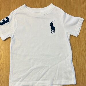 Polo Ralph Lauren White Tee with Navy Logo size 4
